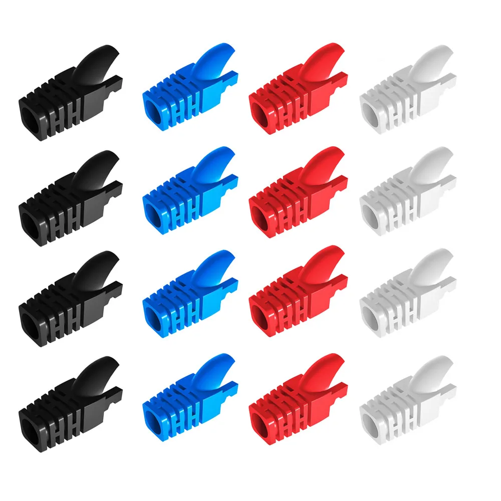 100 Pcs Cat5 Cat6 Strain Relief Boot, RJ45 Plug Connector Cover Modular Network Plug Connector Cap Cable Connector Boots