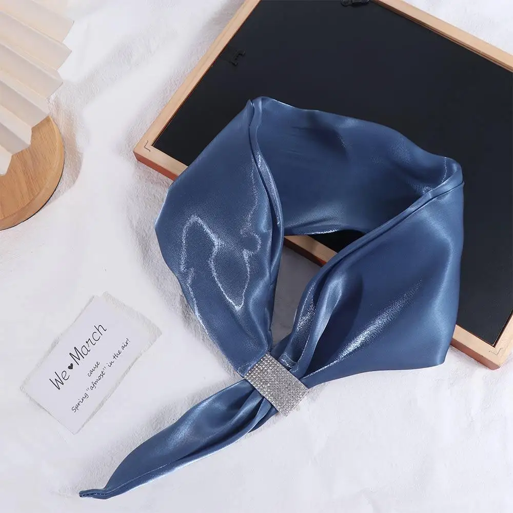 

Для женщин солнцезащитный крем шаль имитация шелка накидки сплошной цвет шейный платок с крестом шелковый шарф перекрестные шарфы атласный накладной воротник