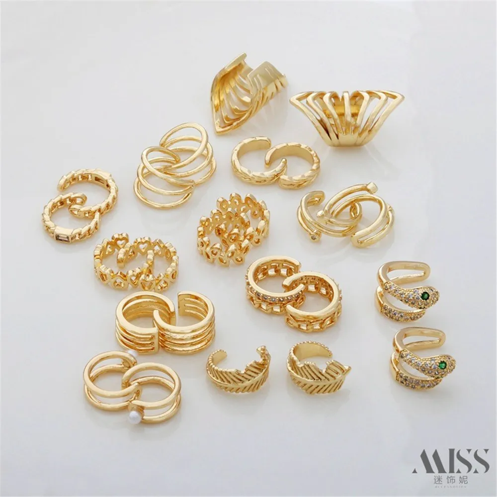 

18K Gold Wrapped Ear Bone Clip C-shaped Diamond Studded Ear Clip Earrings Ear Buckle Ring DIY Handmade Ear Accessory