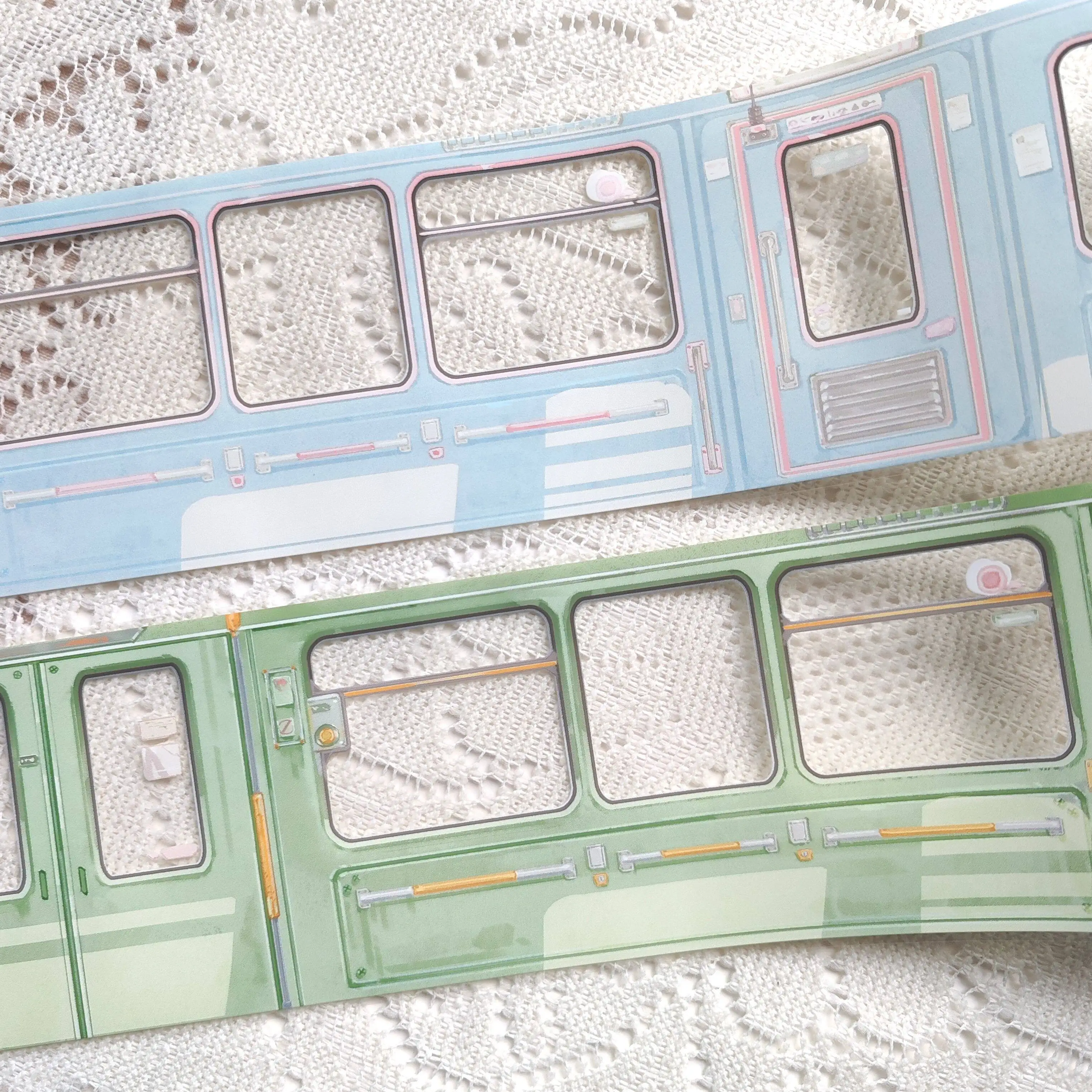 Train Journey Scenery PET Washi Tape, Travel Landscape Decorative Sticker for Journal, Phone Card, DIY Craft