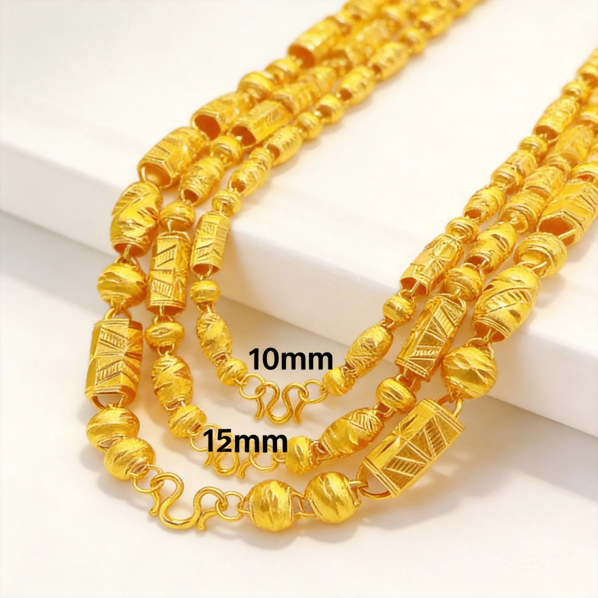 

Men's Hexagonal Brass Gold Plated Hollow Sandblasted Carved Necklace Vietnamese Gold Color 10/12/15mm For Daily Wear 2026 Wholes