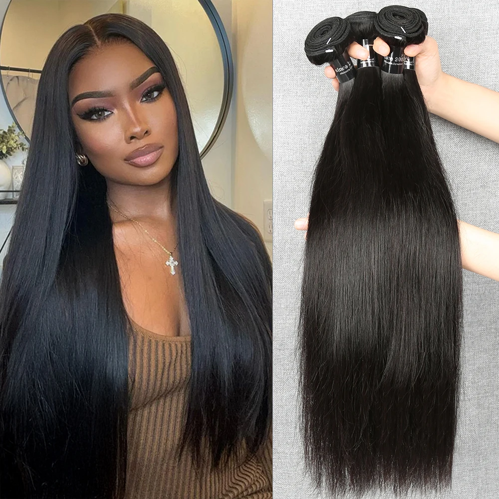 100% 인모 브라질리언 본 스트레이트 버진 미가공 3 4 묶음 12A 헤어 내추럴 컬러 레미 생모 더블 위브 도매