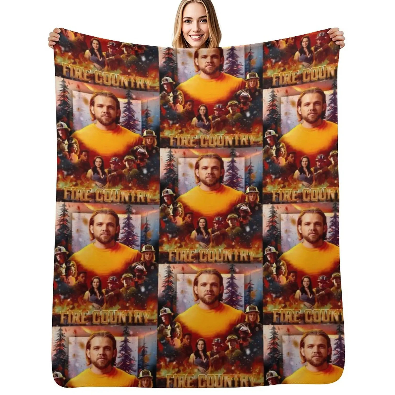 

Fire Country : Forest Fire Throw Blanket Flannels Large funny gift Winter beds Blankets