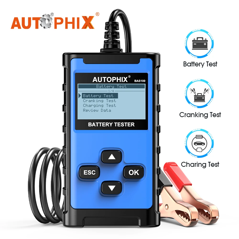 

Autophix BAS100 12/24V Car Battery Tester Analyzer Quick Charging Circuit Check load Charger Auto Battery System Test PK BM550