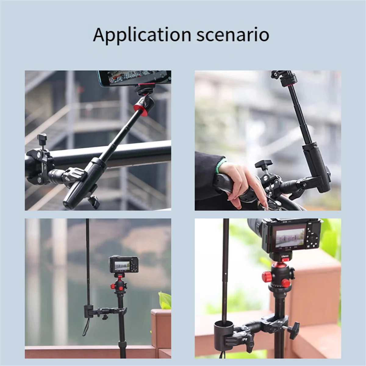 Double Metal Super Clamp Articulating Arm Clip 360° Dual-Head Super Clamp for Umbrella Monitor LED