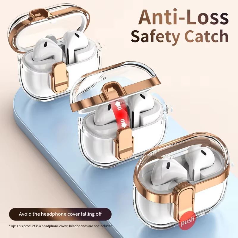 

Clear Silicone Anti Fall Protective Case For Airpods Pro2 Cover AirPods 4th 3 2 1 Lock Buckle Electroplating Airpods Pro Case