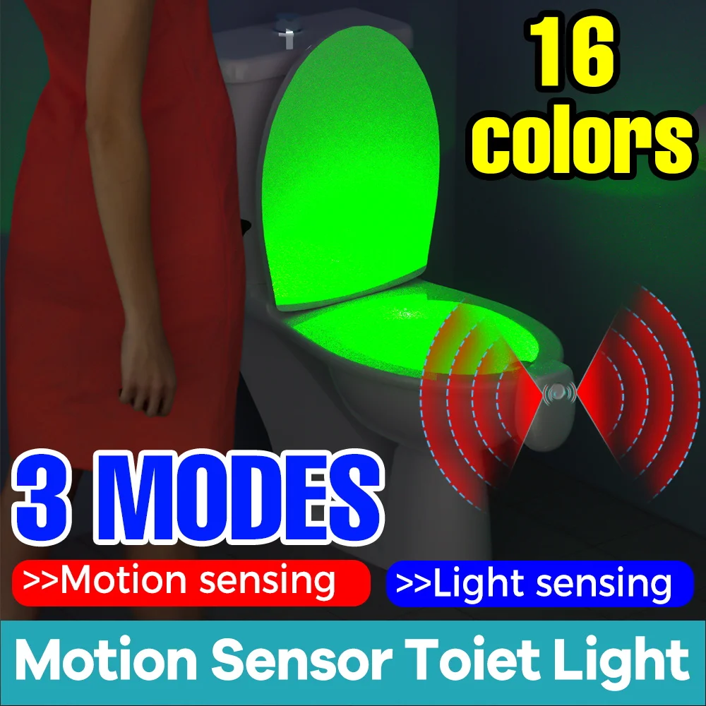 RGB Toilet Lights LED Washroom Night Lamp PIR Motion Sensor Colorful Atmosphere Light Waterproof 16Colours Mood Bathroom Lamps