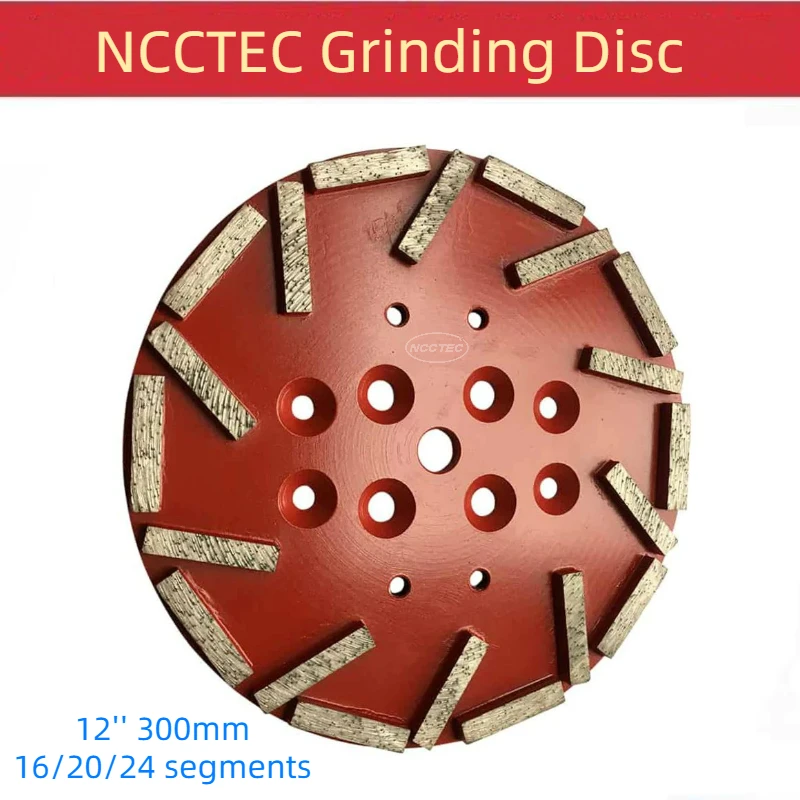 3pcs 12'' NCCTEC Diamond Grinding Disc Head for EDCO Blastrac SPE Concrete Floor Grinder | 300mm Grinding Plate Disk Grit 30-100