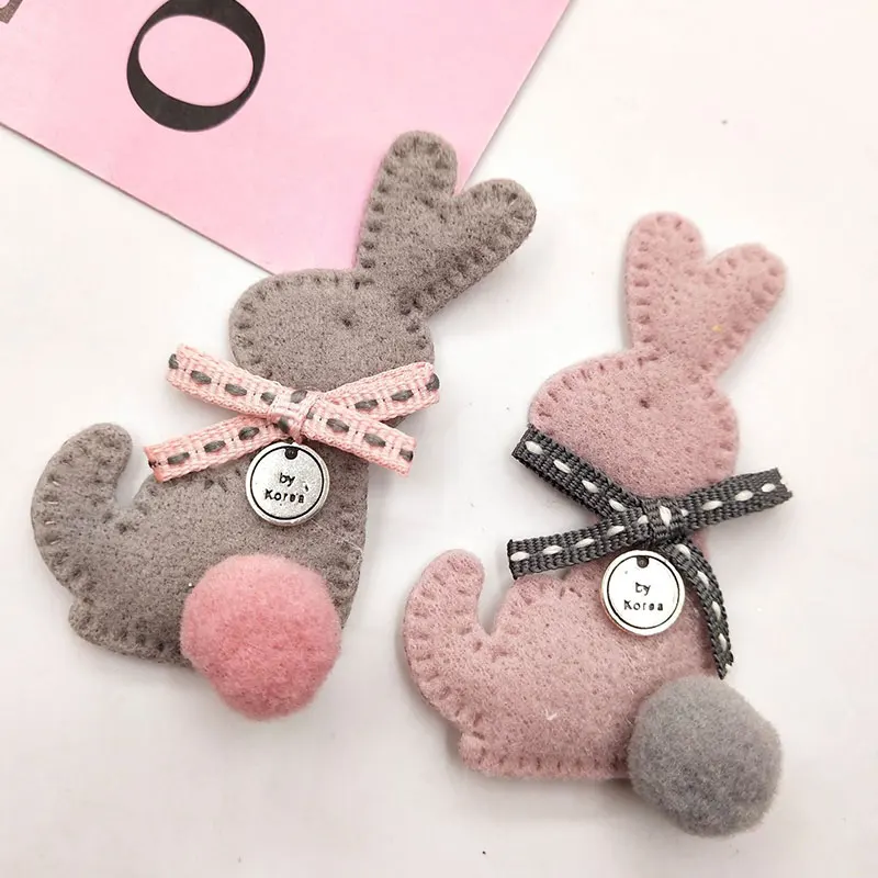 10 Stück Filz-Kaninchen-gepolsterte Applikationen für Haarspangen, Kleidung, Schuh- und Sockenzubehör, Patches – Detail 1