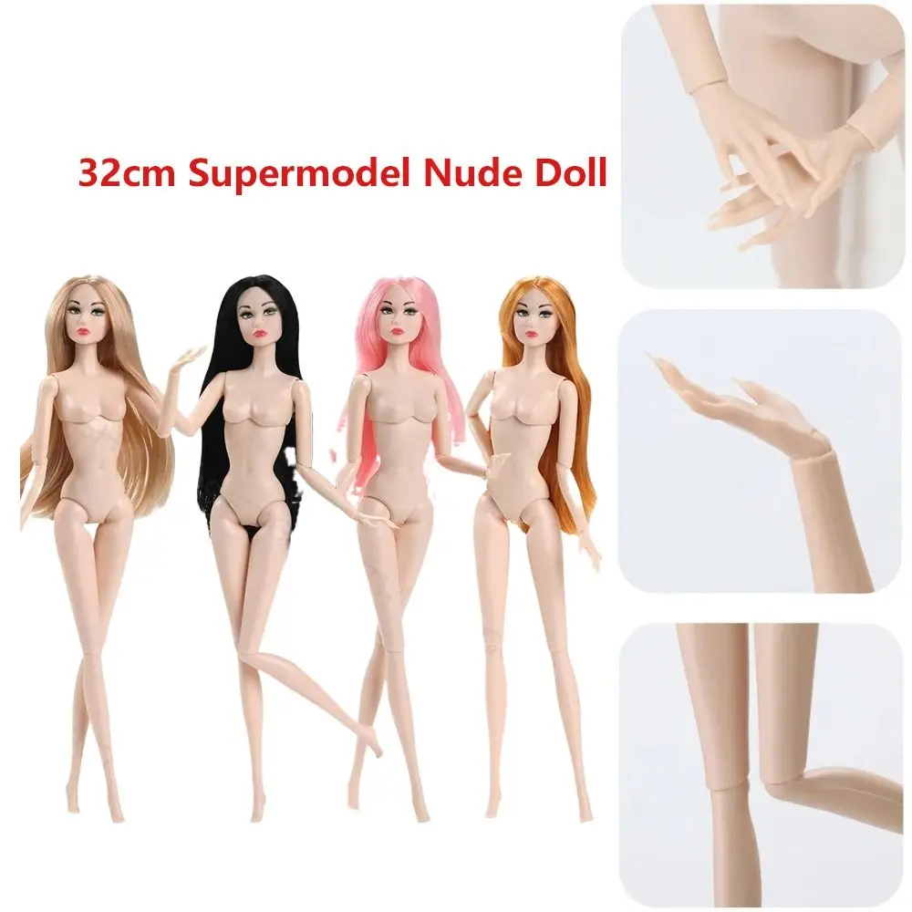 

32 см супермодель обнаженной куклы 1/6 BJD, европейская модная кукла, подвижные длинные волосы, белая кожа, детское платье, игровой домик, игрушки