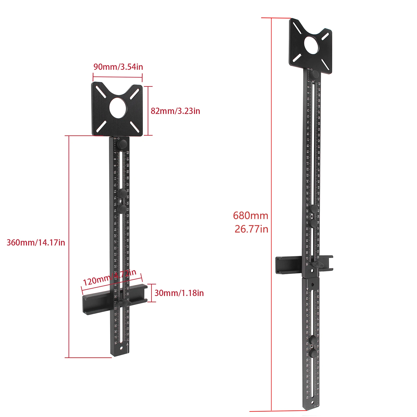 4 in 1 Router Milling Groove Bracket-Cabinet Hardware Jig Aluminum Router Circle Cutting Jig Punch-Router Milling Groove Bracket