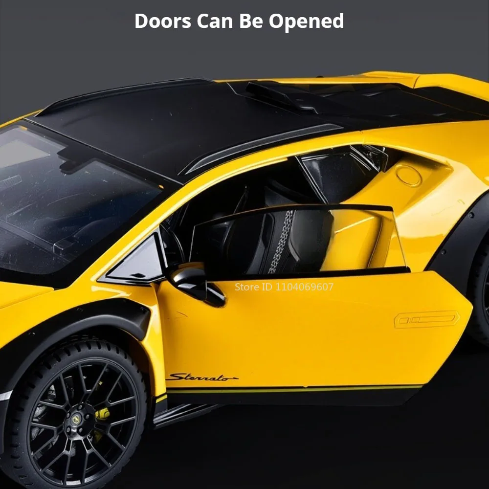 1:24 Lamborghini Huracan Sterrato Revuelto Modele Samochodów Zabawki Odlewane ze Stopu Otwierane Drzwi Pojazdy Światło Muzyka Supercar Dekoracja Domu