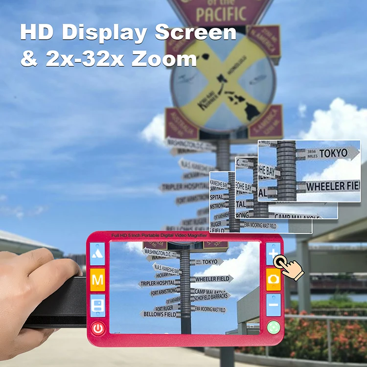 2024 Top Selling Dual 8MP + Auto Focus + Voice Control Digital Handheld Low Vision Video Magnifier RS500XR