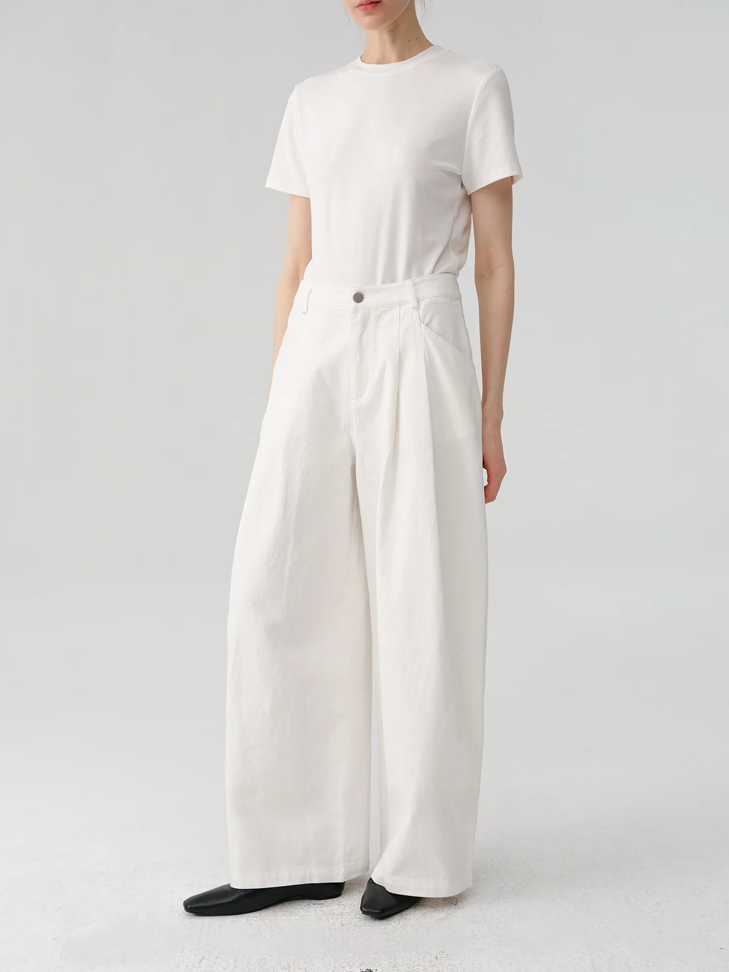 

High Waist Straight Leg Jeans Women's Belt Included Spring 2026 New Arrival CAMON Casual Cotton Pleated Slimming Denim