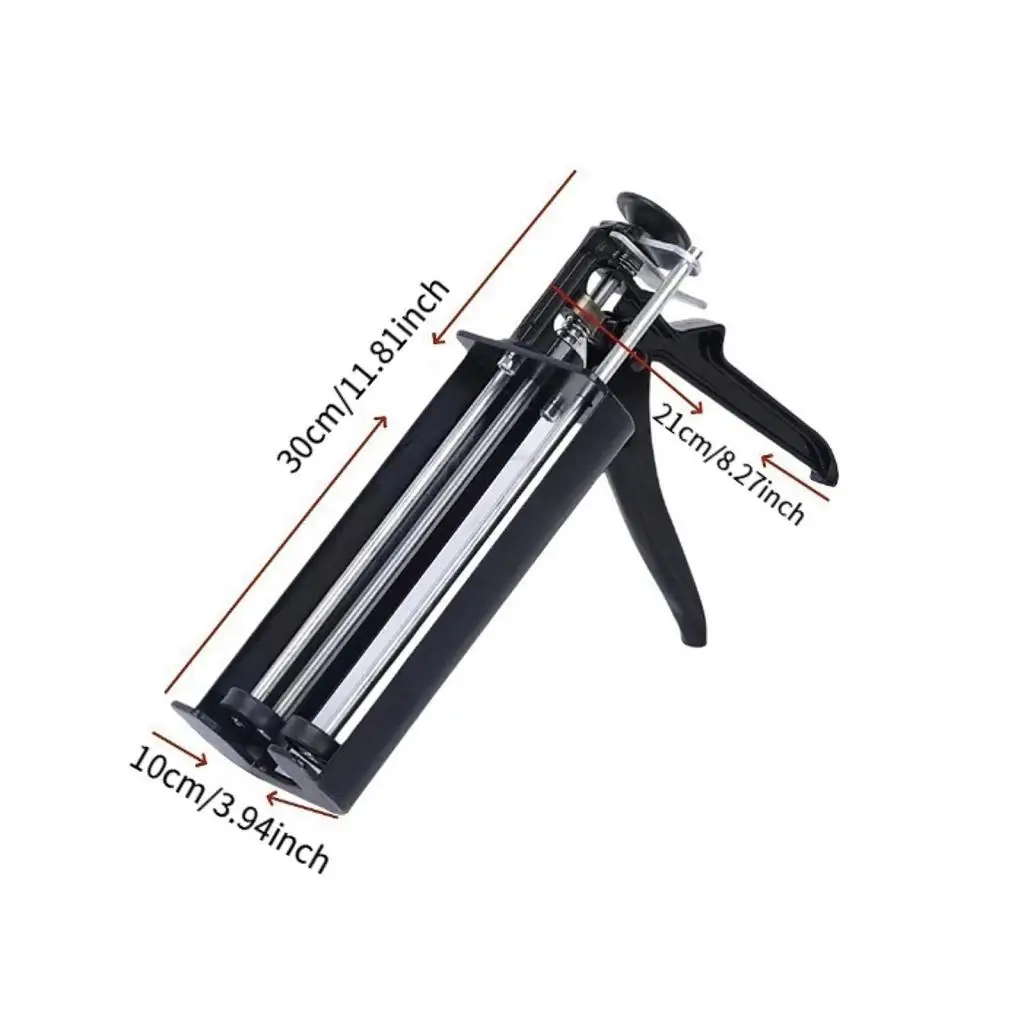 Dual Barrel Sealant Applicator High Pressure Alloy Dripless Caulking Tool for 400ml Adhesive Application