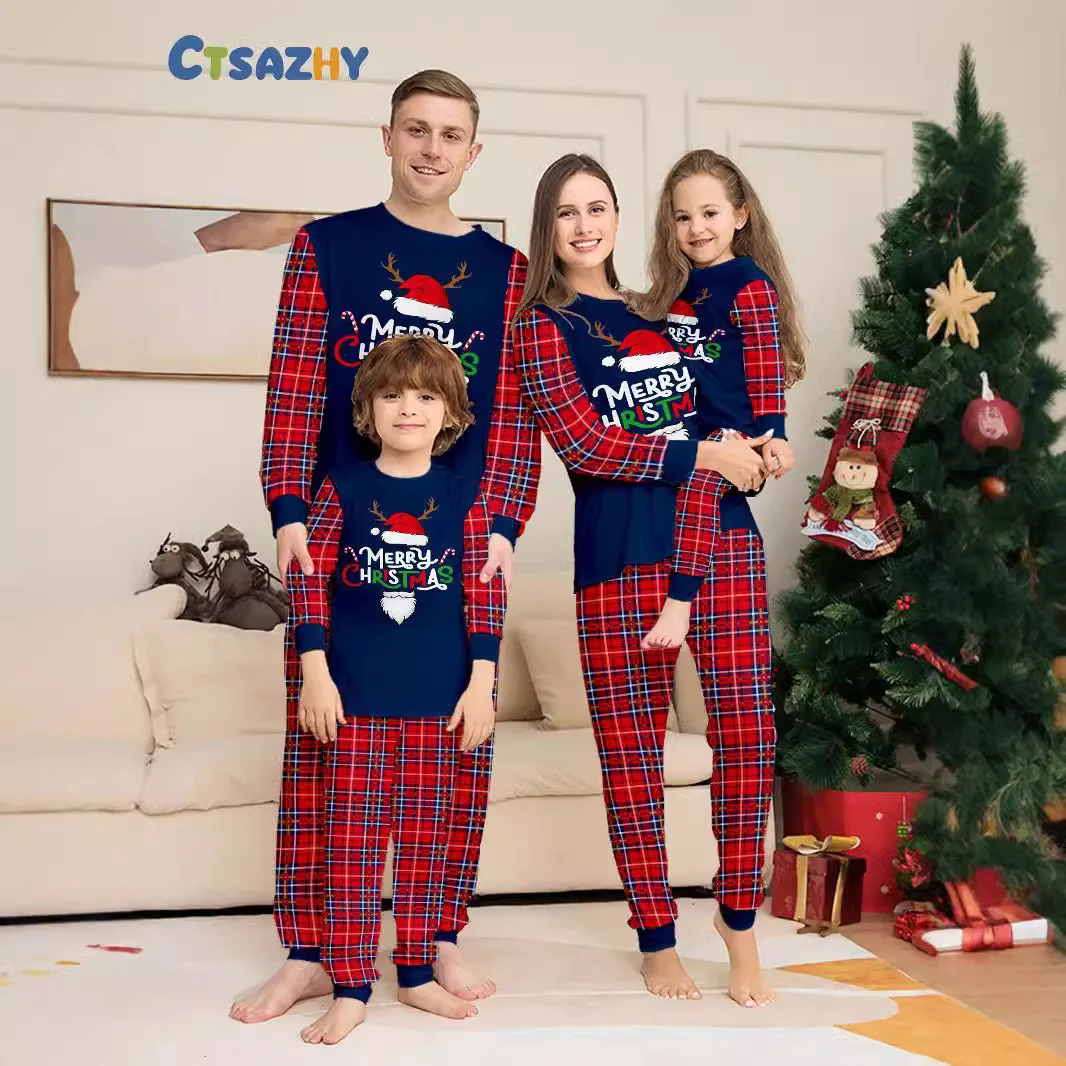 

NEW YEAR & 2026 New CHRISTMAS Parent-Child Family Pajama Set - 2-Piece Home Wear, Pure Cotton Matching Family Pajamas