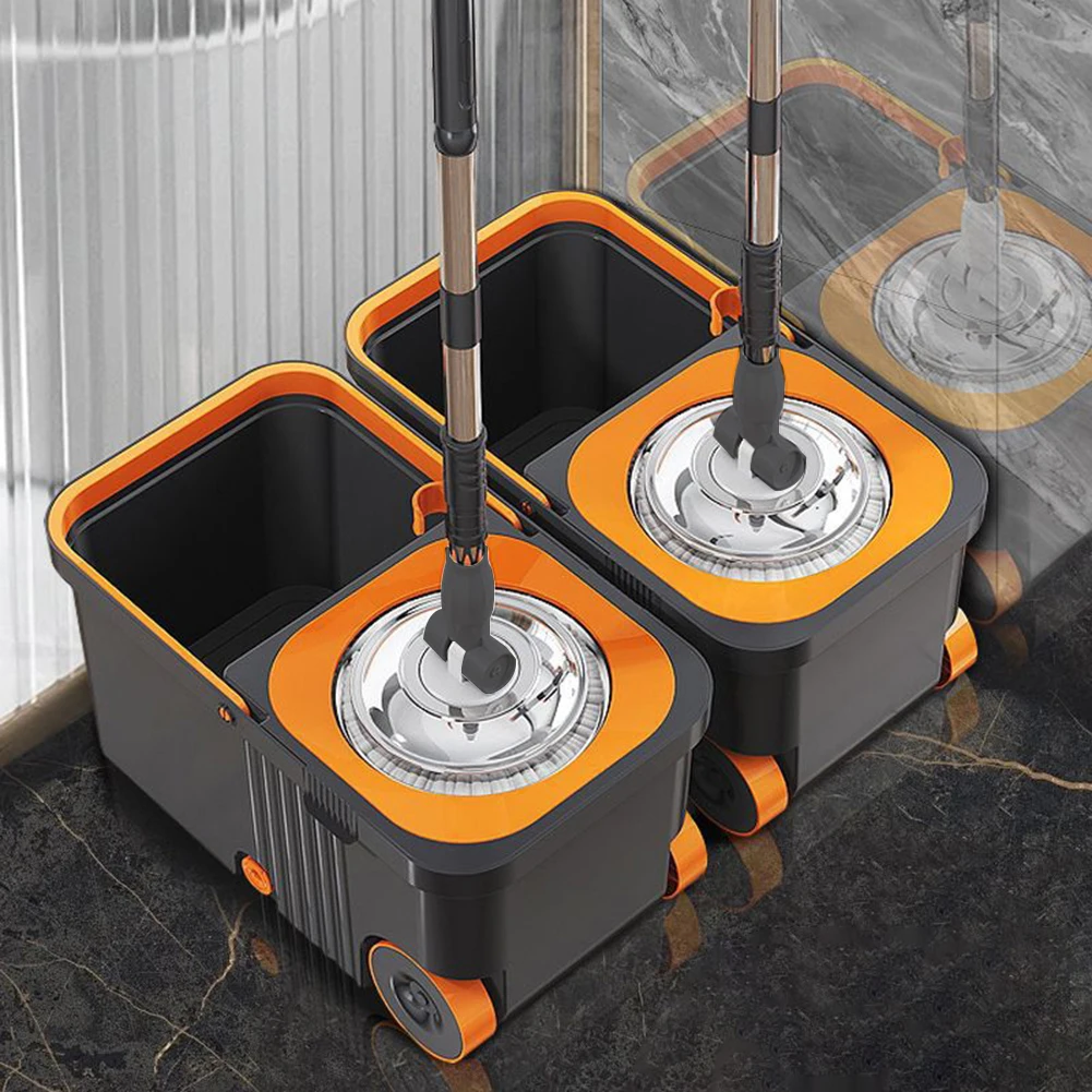 

Spin Mop Bucket with 6 Replacement Head Refills Extended Handle Hand-Free Automatic Dehydration Mop for Household Floor Cleaning
