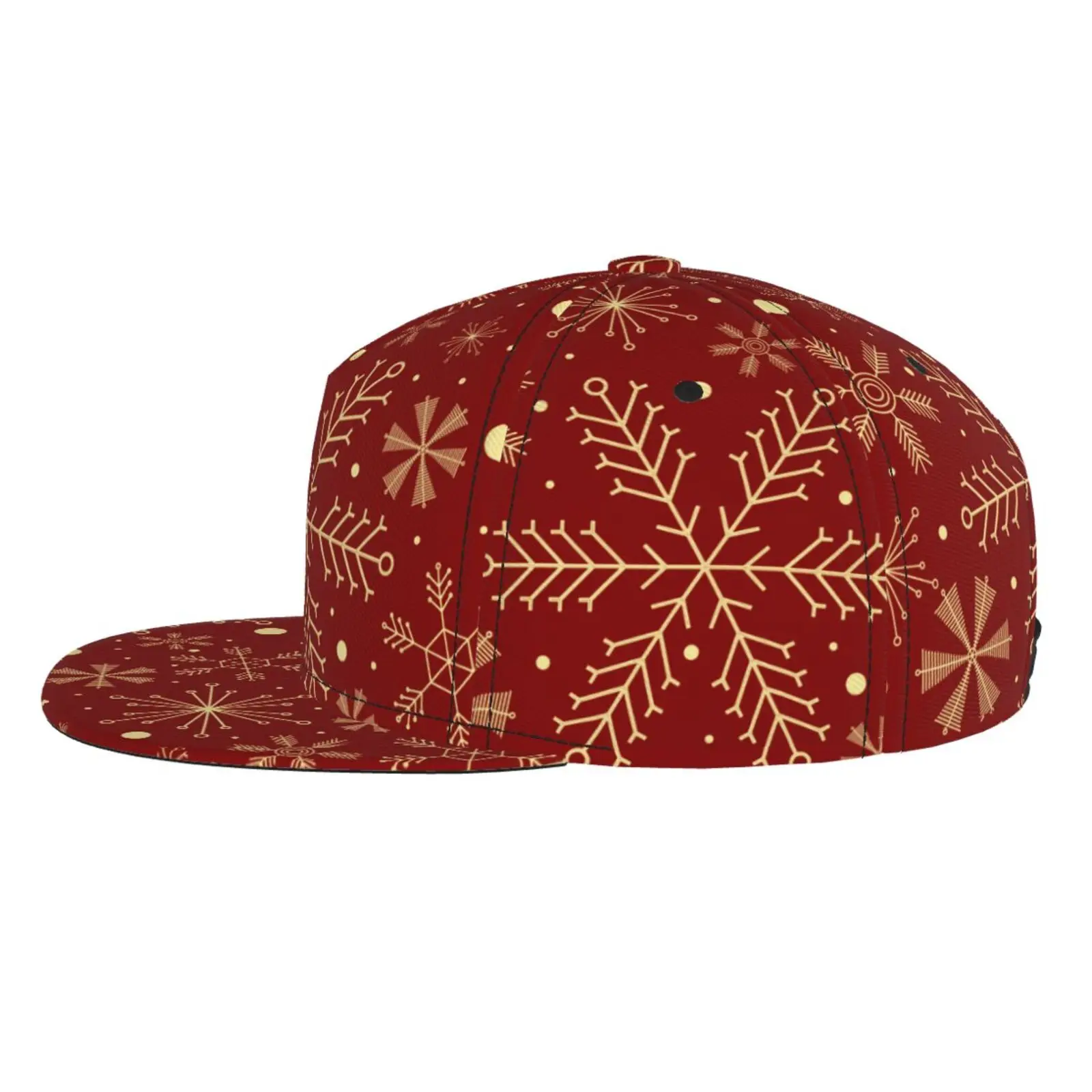 Red Christmas Snowflake Flat Brimmed Hat Street Skateboarding Hip Hop Hat Outdoor Leisure Sunshade Baseball Hat Universal