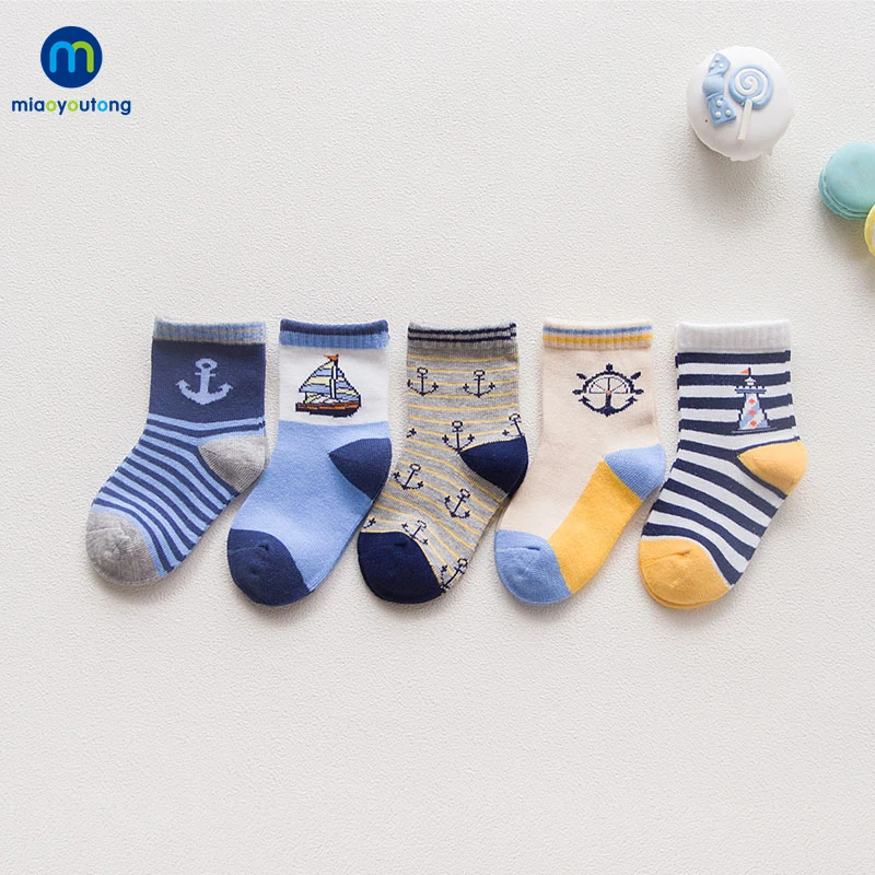 5 Pair/Lot Lovely Baby Socks Girl Dinosaur Ship Plane Skarpetki Boy Knit Cotton Soft Newborn Sock Kids Children Warm Miaoyoutong