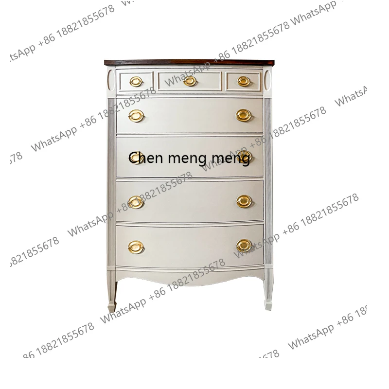 

French solid wood chest creamy style bedroom high cabinet drawer type storage storage wall side cabinet