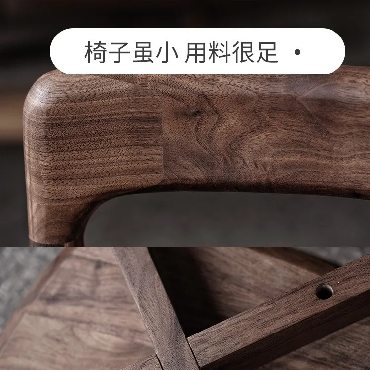 الجوز الأطفال كرسي خلفي أثاث من الخشب الصلب غرفة المعيشة تغيير الأحذية البراز الطعام كرسي صغير البراز المنزلية #5