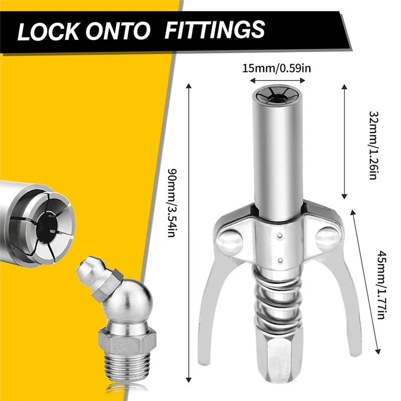 2Pcs Double Handle Grease Nipple Coupler Double Handle Quick Lock Release Grease Ends Couplers Compatible Grease Fitting