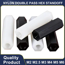 M2 M2.5 M3 M4 M5 M6 Nylon Double Pass Hex Standoff Black or White Nylon Plastic Spacing Screws PCB Motherboard Fixed 10-50Pcs