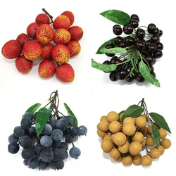 Artificial Fake Fruit Longan Lychee Blueberry Cherries Fruit Model Shopwindow Ornament Photo Props Flower Arrangement Home Decor