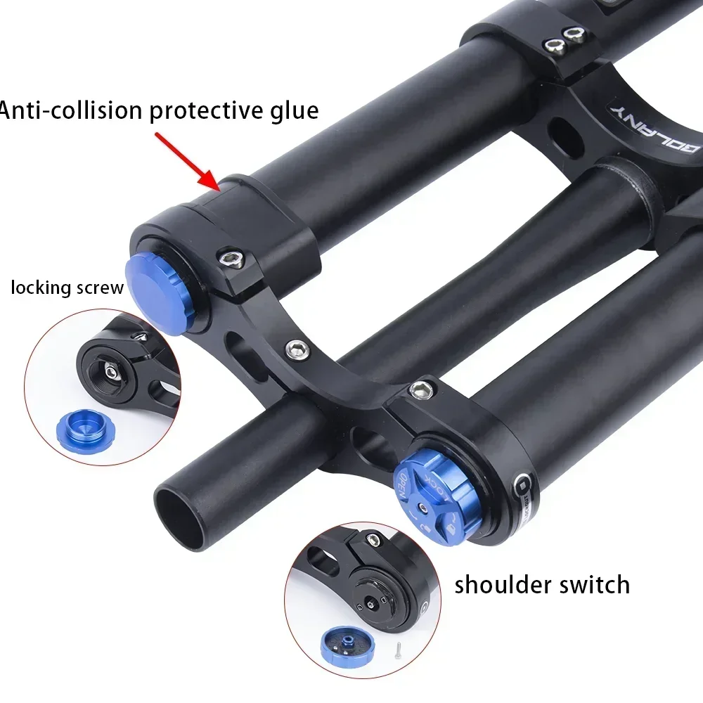 BOLANY Fork Mtb 26/27.5/29inch Bicycle Suspension Double Shoulder Inverted Bicycle Fork Rebound Adjustment Shock Absorber DH