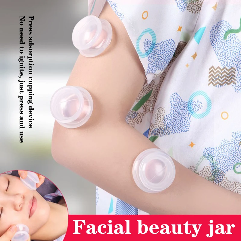 Taza de masaje con ventosas de silicona transparente para el cuerpo, masaje de cuello y ojos, tanque de vacío, herramientas para el cuidado Facial corporal