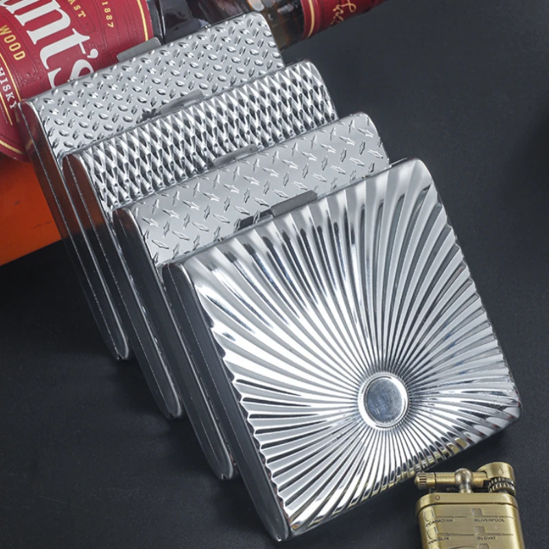 

Metal 20 Capacity Cigarette Holder Retro Sunburst Design Anti-Crush Pocket Carry Smoking Men Premium Durable