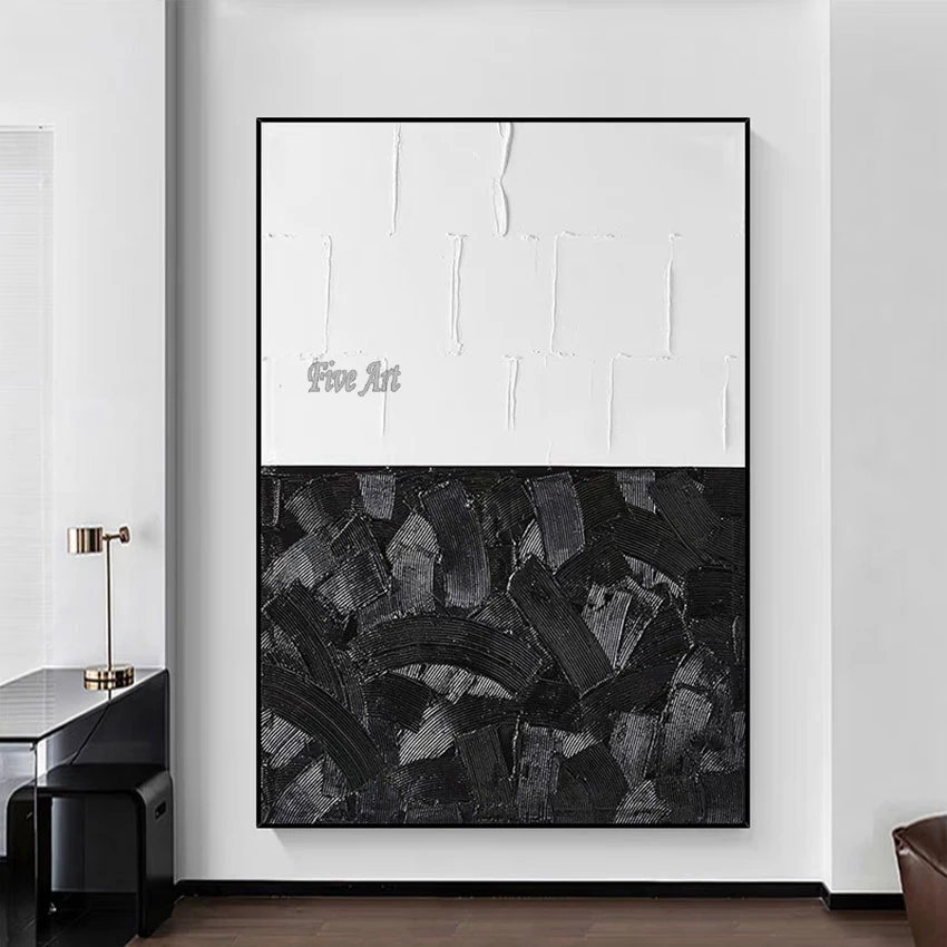

Современные абстрактные картины на холсте без рамы оптом: черно-белое фактурное искусство для декора стен
