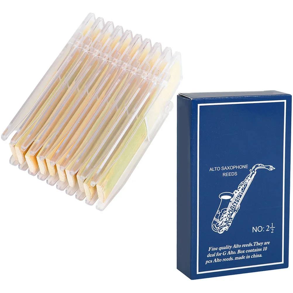 

10Pcs Saxophone Reeds 2.5 Compact Medium Hardness Saxophone Parts Practical Replacement Reeds for Alto and E-Flat Saxophones