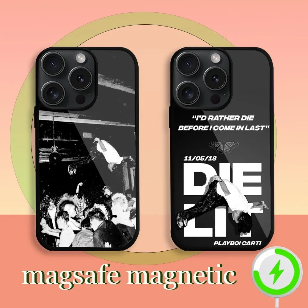 Playboi Carti Die Lit singer Phone Case For iPhone 11 12 13 14 15 Plus Pro Max Magsafe Magnetic Wireless Charging Cover