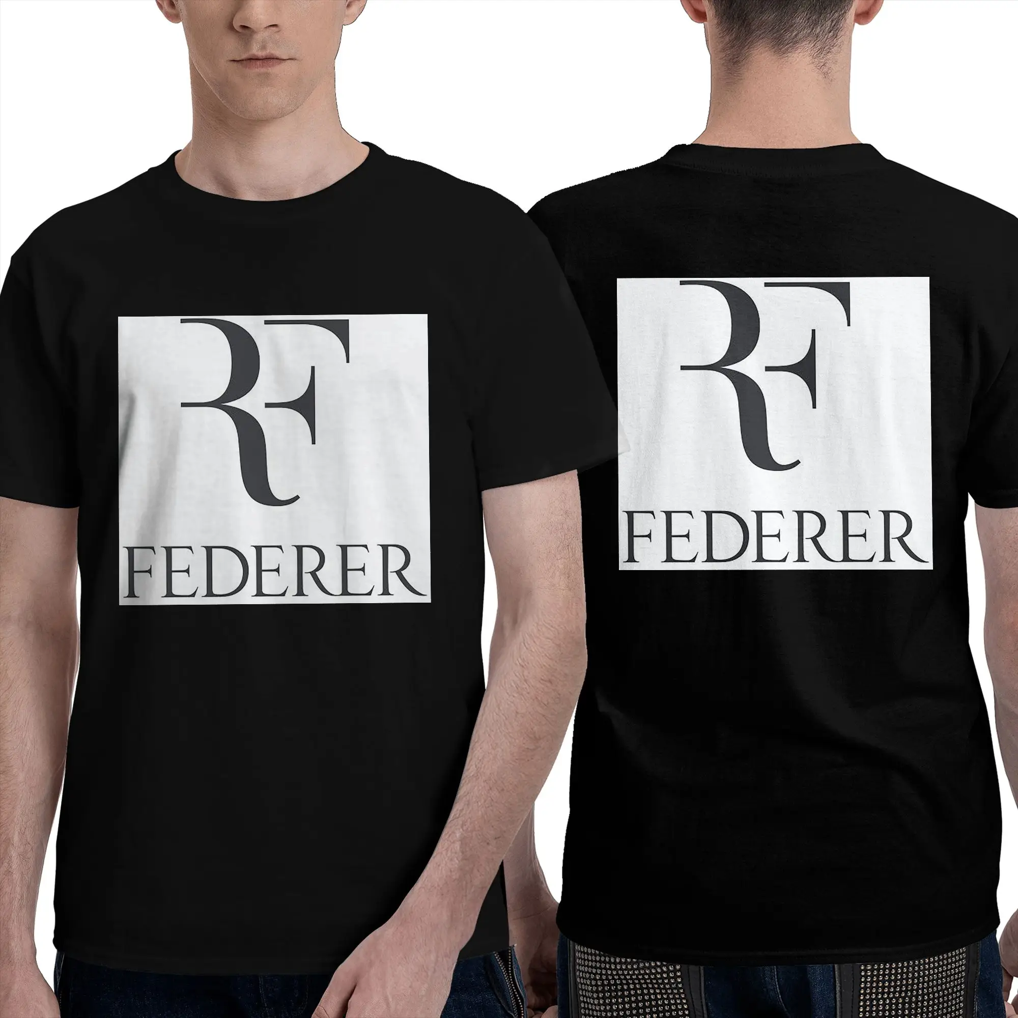 Roger Federer Men T-Shirt Double Sided Oversized T Shirts Men's O-Neck Cotton Tees Short Summer Male