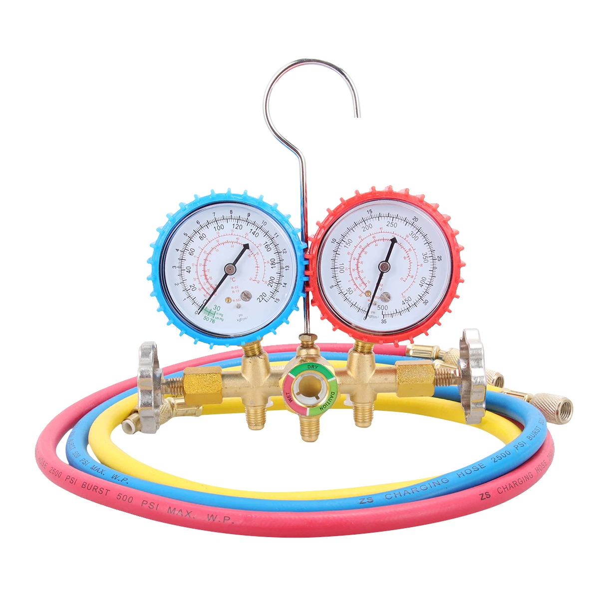 

Air Conditioning Fluorine-plus Table Set Diagnostic Manifold Gauge Kit Refrigerant Gauges Recovery 2 Burst Max WP
