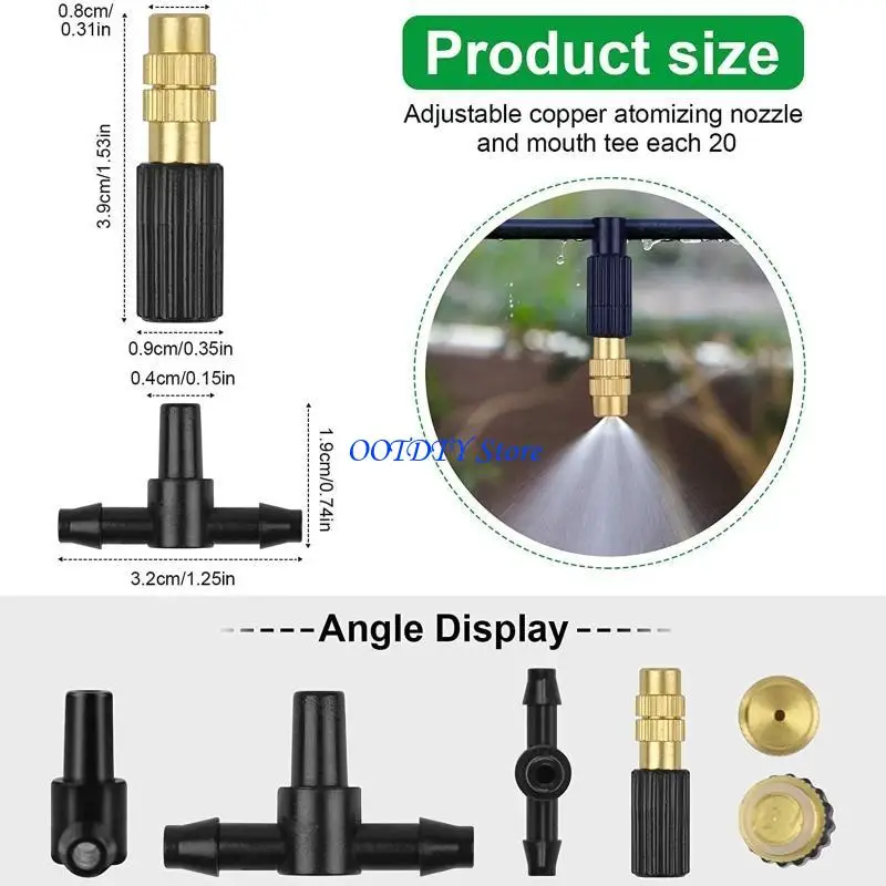 367A Widely Application Copper Cooling Nozzle Durable Anti Deform Irrigation Sprinkler for Gardening 10/20pcs Misting Nozzle