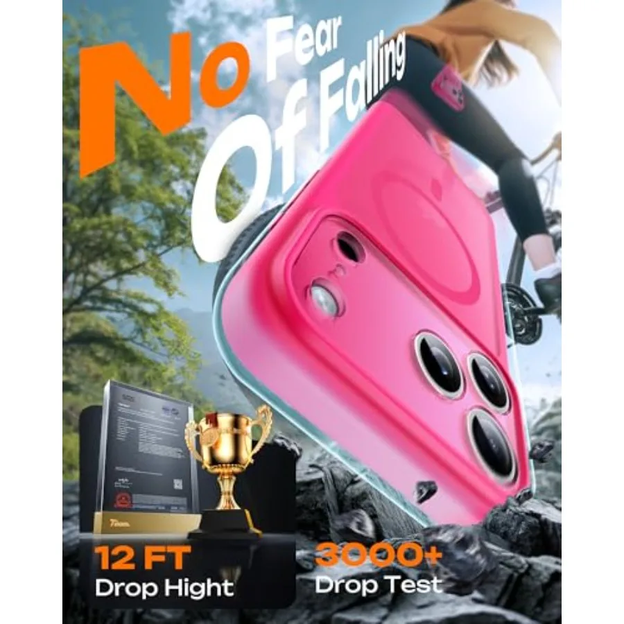 حافظة هاتف شفافة غير لامعة مع حماية كاملة للكاميرا وحلقة مغناطيسية مدمجة لهاتف 17 Pro Max مقاس 6.9 بوصة متوافقة مع Mag