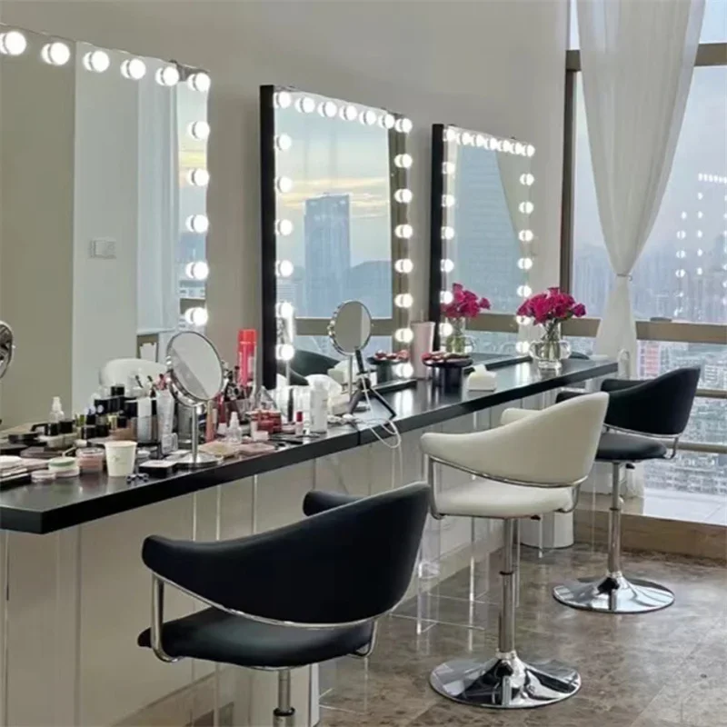 Double professional makeup mirror table with lamp wedding dress shop dress hall beauty salon studio commercial