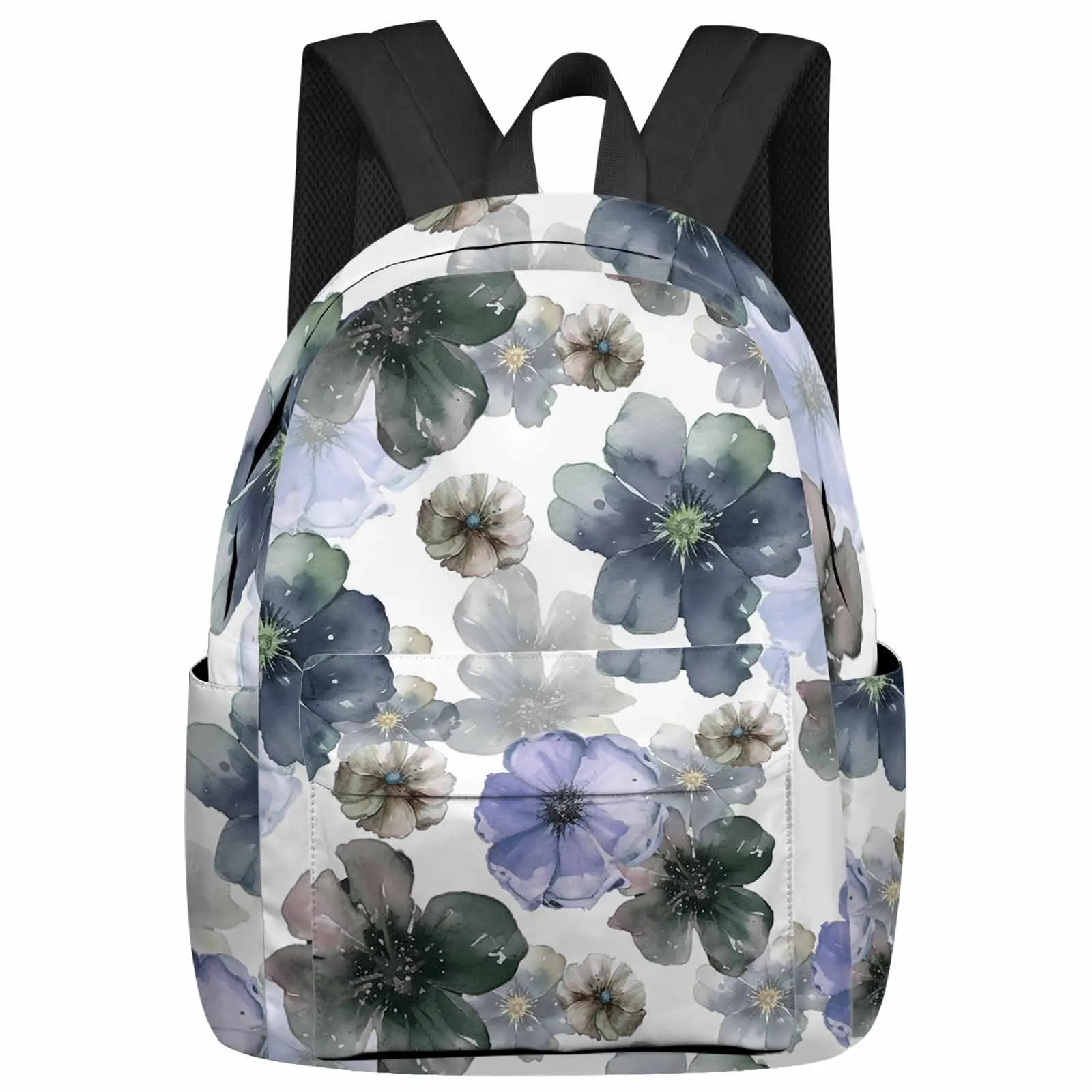 

Plants Violet Flowers White Background Backpack School Bags for Teenagers Students Laptop Bag Women's Casual Travel Backpack