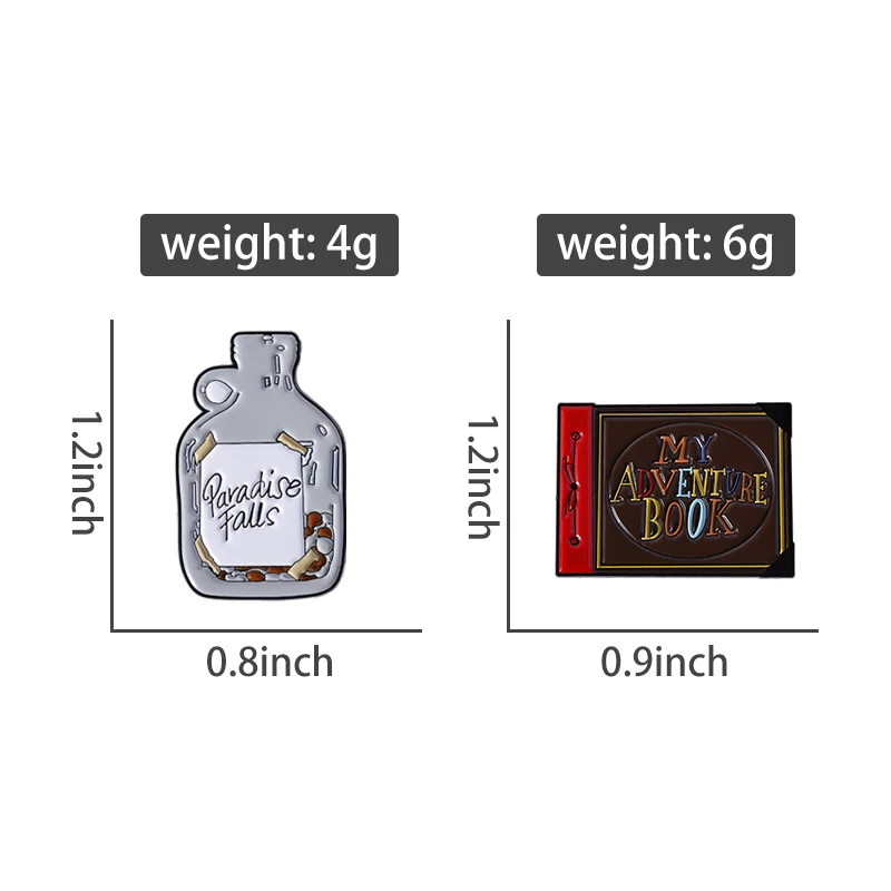 Adventure Glass Bottle And Book Enamel Pin Character From Cartoon Animated Movies Brooch Lapel Shirt Badge Jewelry Gift For Kid