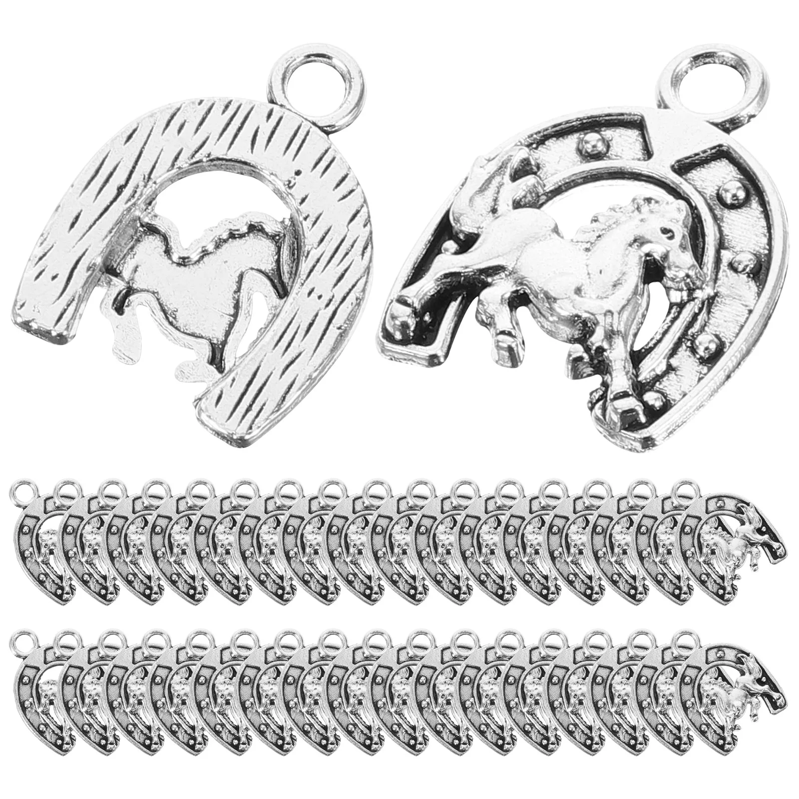 

50 Pcs Western Cowboy Pendant Keychain Accessories Necklace Charm Alloy Charms for Bracelet Making Small Horse Pendants
