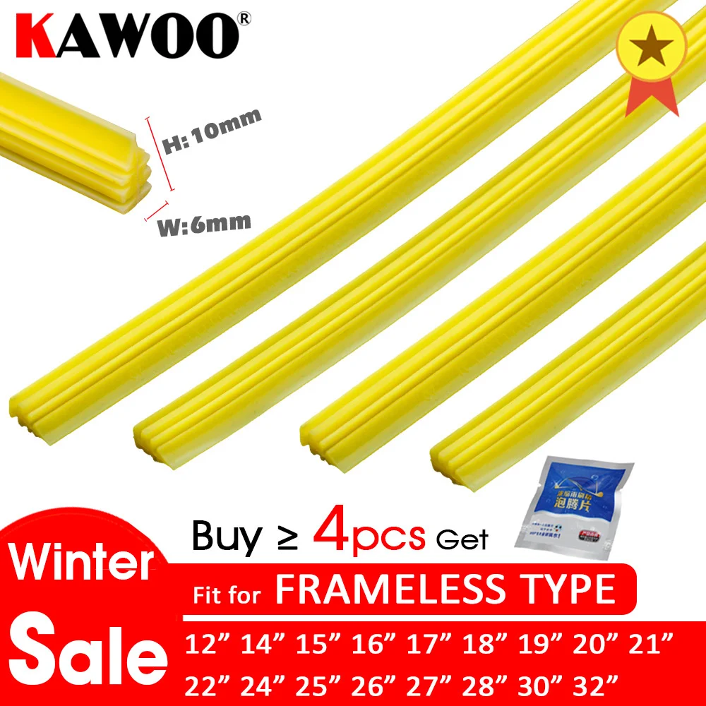 2pcs Car Wiper Blades Silica gel Silicon Refill Strips for Frameless Wiper 6mm 12"14"15“16"17"18"19"20"21"22"24"25"26"28"30"32"