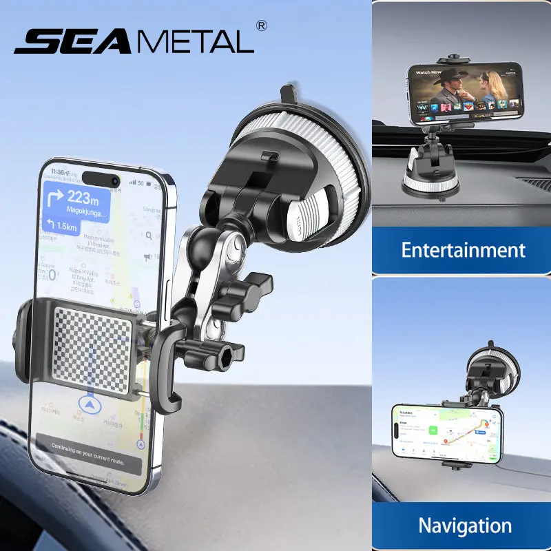 SEAMETAL Auto-Handyhalterung 360 °   Drehbare Windschutzscheiben-Saugnapfhalterung Einhandbedienung Universeller Smartphone-Ständer für Handys