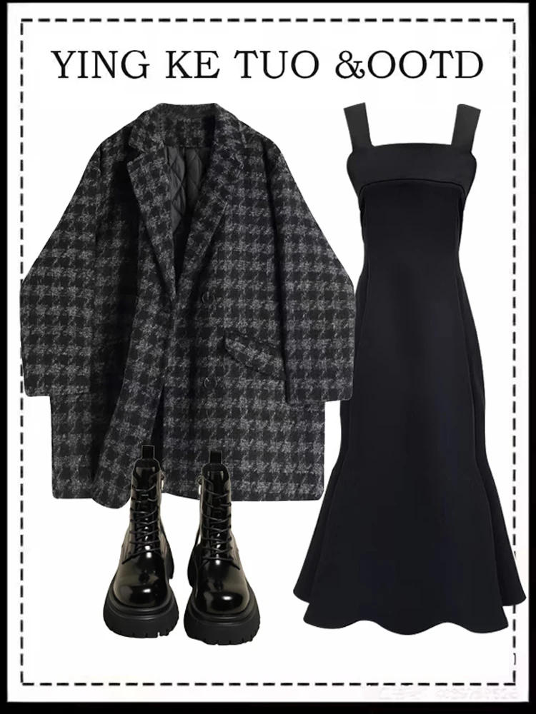 

Осенне-зимний женский комплект из двух предметов: платье и утягивающая верхняя одежда, юбка А-силуэта, повседневный, однотонный, из полиэфирного волокна, с квадратным вырезом