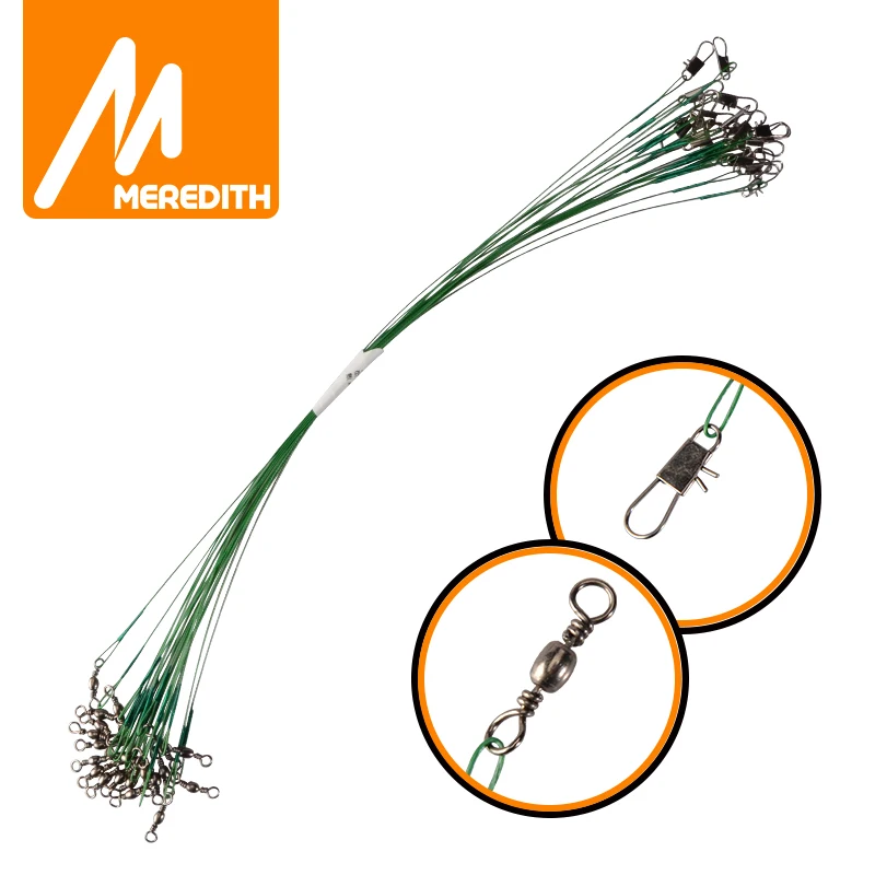 MEREDITH Anti Bite Steel Fishing Line 15cm-30cm Steel Wire Leader With Swivel Fishing Accessory Lead Core Leash Fishing Wire