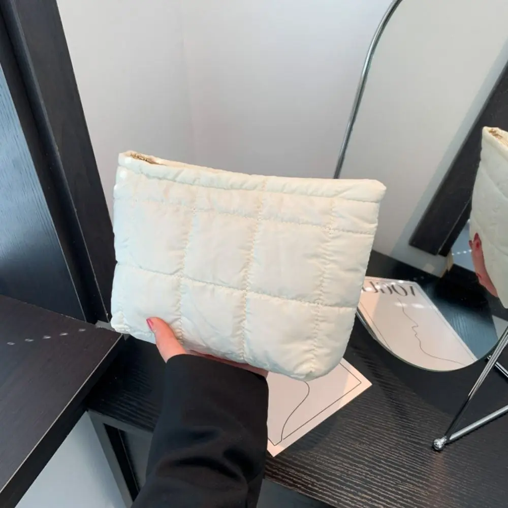 

Сумка-пуховик с хлопковым наполнителем, большая вместительная сумка-пуховик из искусственной кожи с мягкой подкладкой, кошелек для хранения, однотонный толстый клетчатый клатч