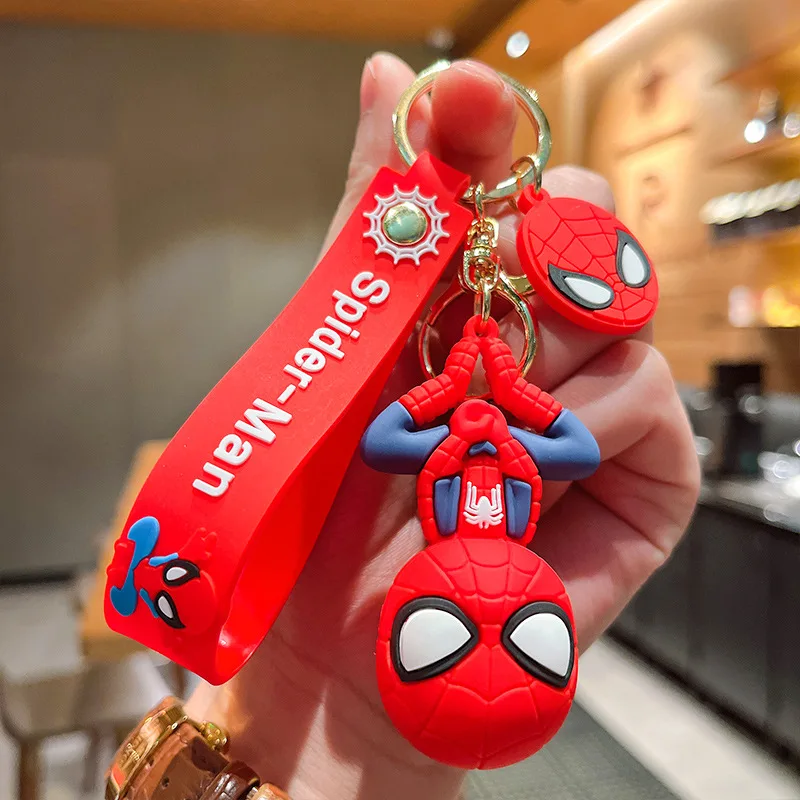 Action Figure Spider Man Keychain Captain America Keyring Bag Pendant Avengers Car Key Ring Wholesale Spiderman Toy Boy Kid Gift