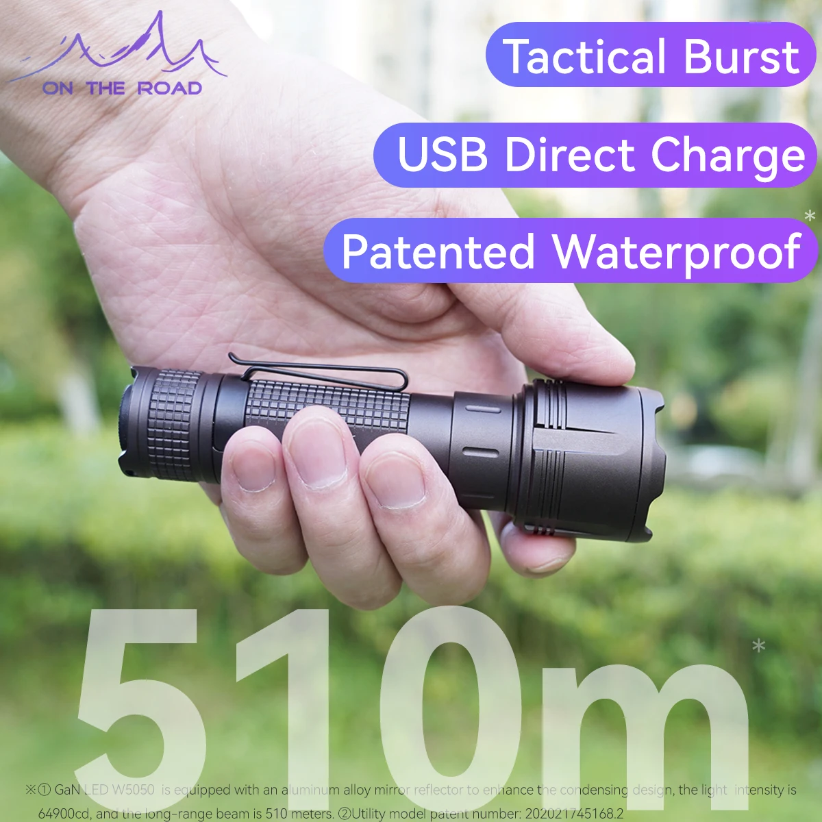 

ON THE ROAD M9-PRO Gen2 Type-C USB Rechargeable StrongLight Flashlight mini electric torch waterproof super bright long-range