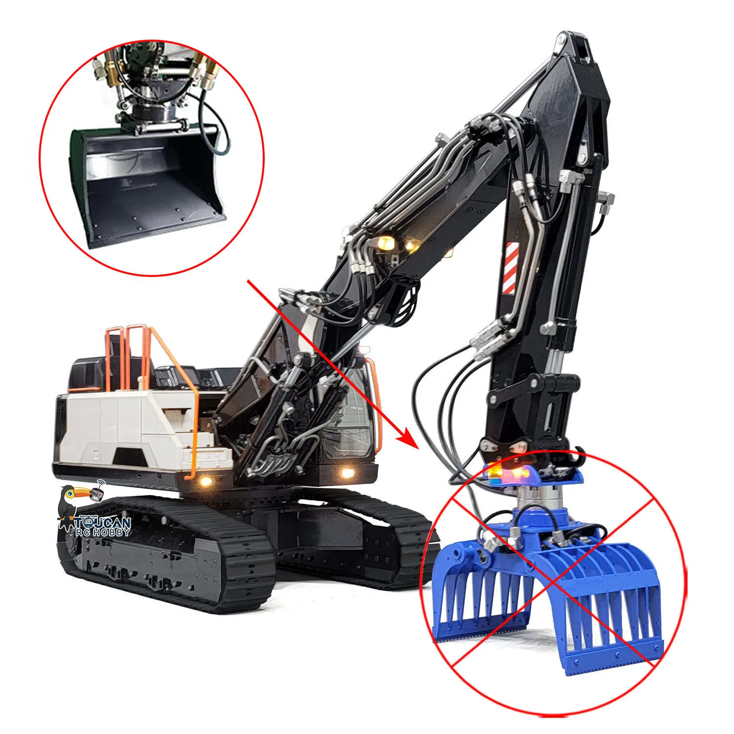 Giocattoli 1/14 EC380 Escavatore idraulico RC Cingolato in metallo 3 bracci T12D Radio Scavatori remoti Verniciato Finito Camion Auto Ragazzi Veicolo